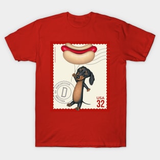 Cute Dachshund Doxie Dog with Hotdog Balloon T-Shirt